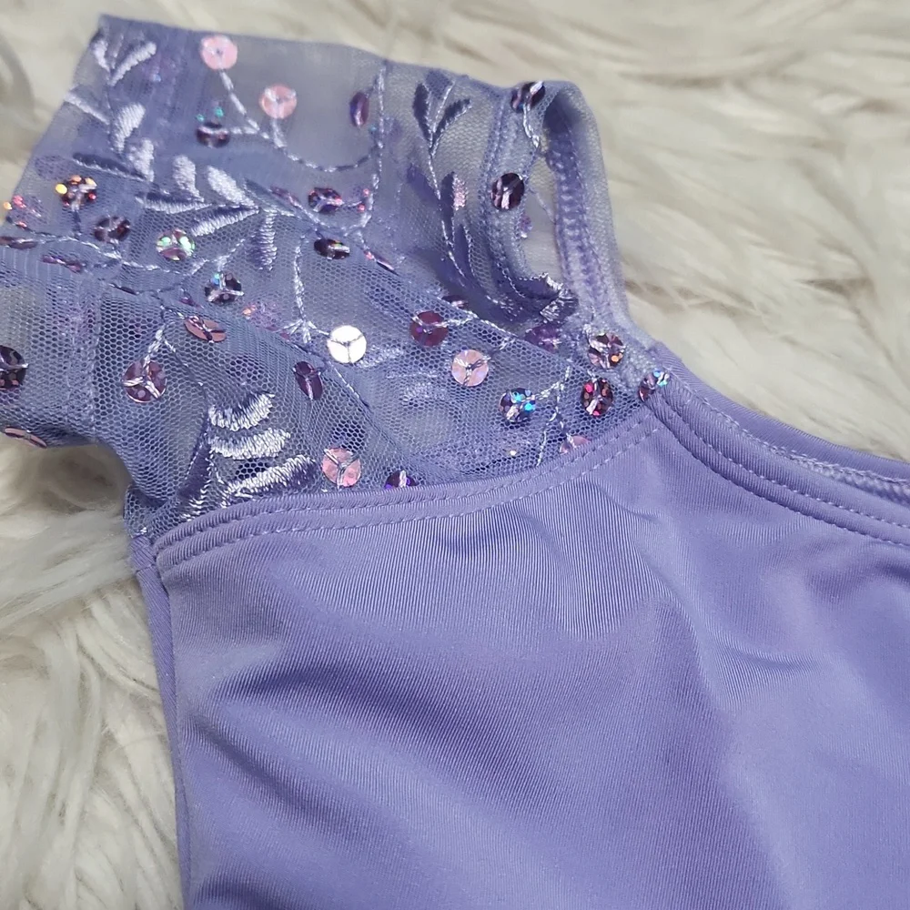 Eurotard Purple Sequin Dance Leotard